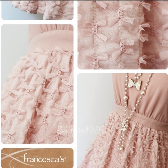 Buttaus Francesca's Dresses & Skirts - Blush Nude Pink 3D Mesh Bows Cocktail Skater Dress